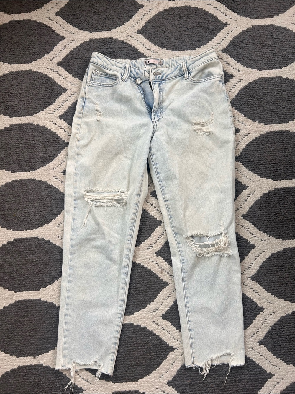 SO Light Wash Distressed mom Jeans